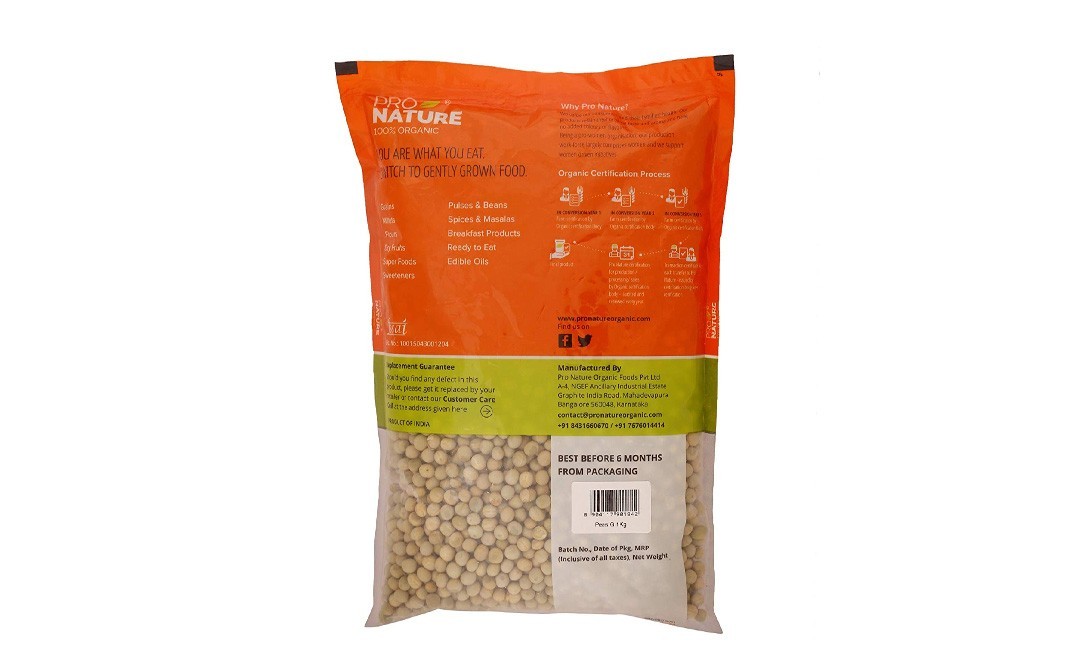 Pro Nature Organic Peas (Green)    Pack  1 kilogram